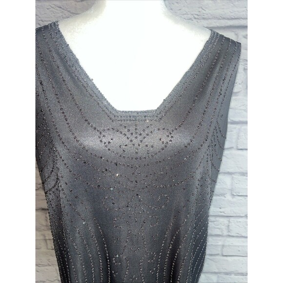 Dressbarn Collection Women’s Grey Silver Sequin Beaded Dressy Cami Top Size 1X - Picture 3 of 8